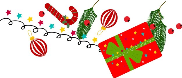 Рождественский подарок, гирлянды, флаги, этикетки, пузыри, ленты и наклейки, коллекция декоративных икон с Рождеством