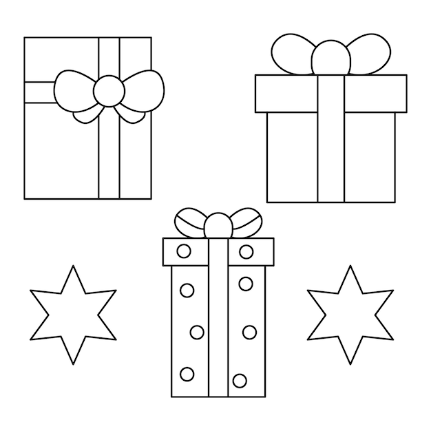 Vector christmas presents coloring page illustration