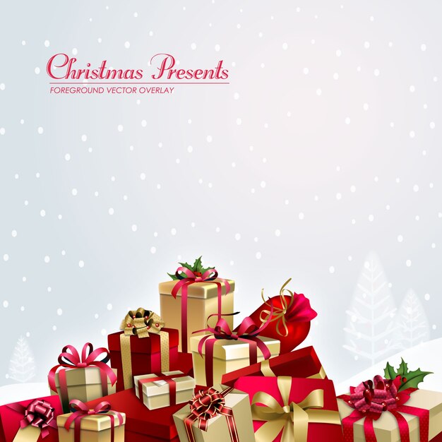 Vector christmas presents foreground illustration overlay