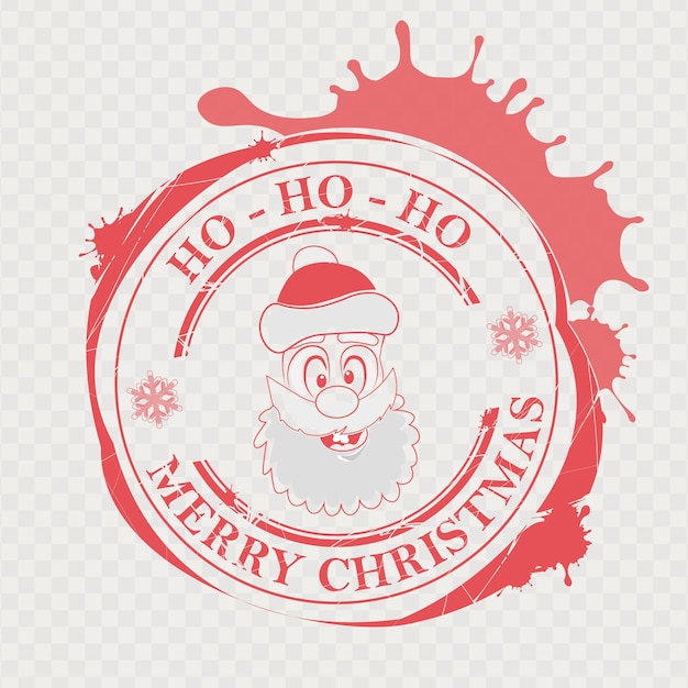 Christmas print in red with a funny Santa Claus face and big blots