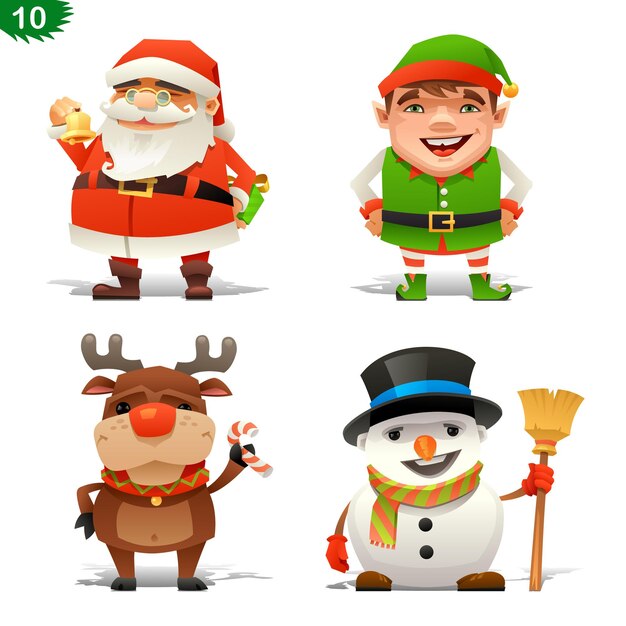 Christmas professions vector icon set