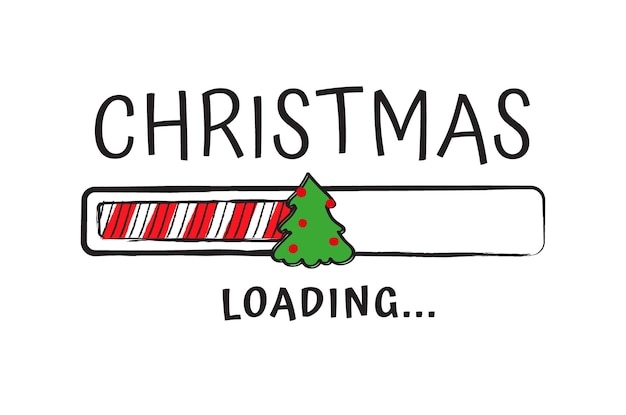 ベクトル 碑文 - スケッチ ベクトル イラスト デザインで読み込み中のクリスマスとクリスマスの進行状況バー。