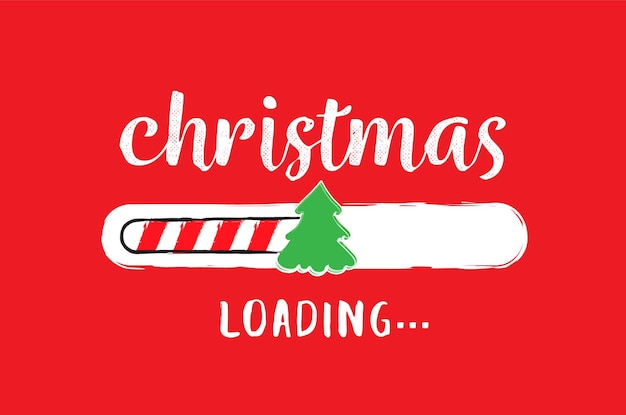 Christmas progress bar with inscription - christmas loading in sketch vector illustration design.