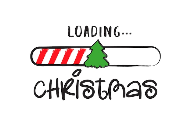 Christmas progress bar with inscription - Christmas loading in sketch vector illustration design.