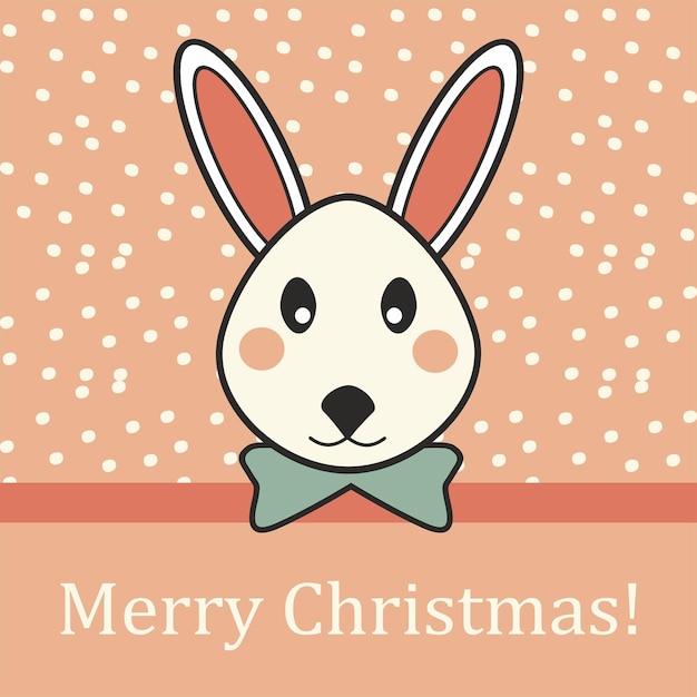 Рождественская открытка с кроликом.