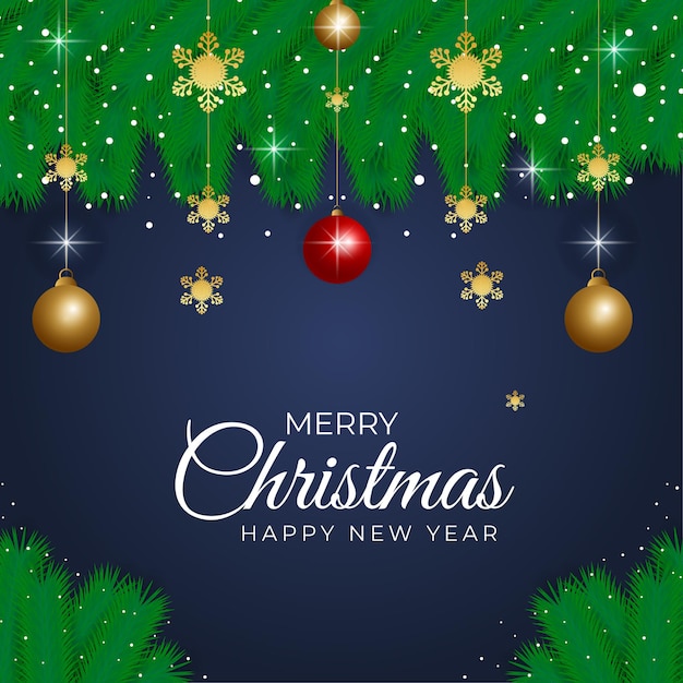 ベクトル クリスマスラッドボールゴールデンボールと雪のクリスマスの背景リアルなデザイン