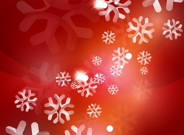 Christmas red abstract background with white transparent snowflakes