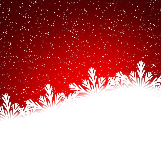 Sfondo rosso di natale con i fiocchi di neve