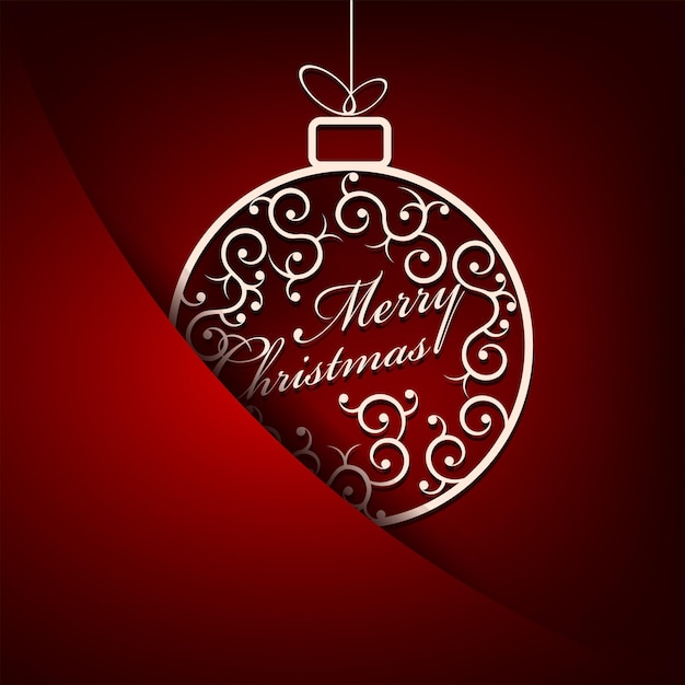 Christmas red background with white ball retro