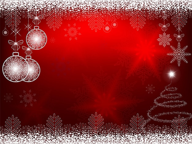 Christmas red card with bright snowflakes