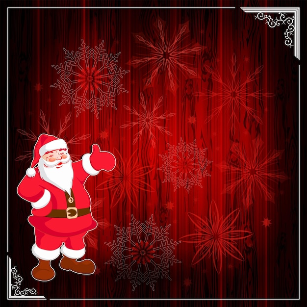 Vector christmas red composition with santa claus with a set of snowflakes