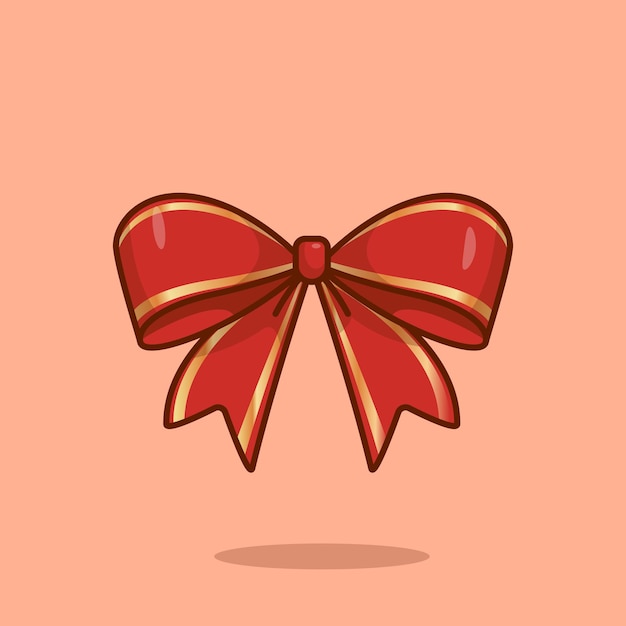 Vector christmas red gold ribbon bow cartoon vector illustration crhistmas stuff concept icon isolated