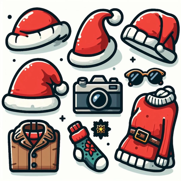 Vector christmas red hat in new year