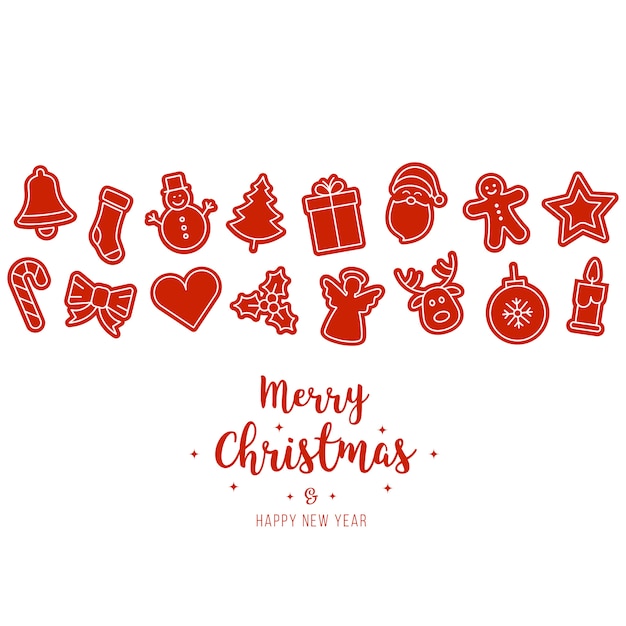 Christmas red ornament icons elements isolated background