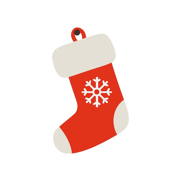 Christmas red sock with snowflake