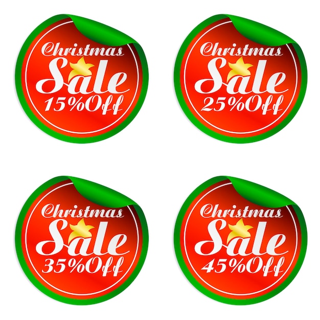 Christmas redgreen sale stickers set 15 25 35 45 off