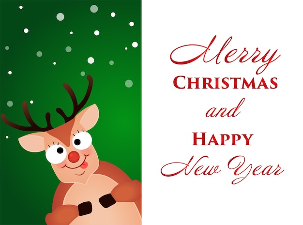 Christmas Reindeer. Cute and funny character Deer. Christmas card. Vector illustration.