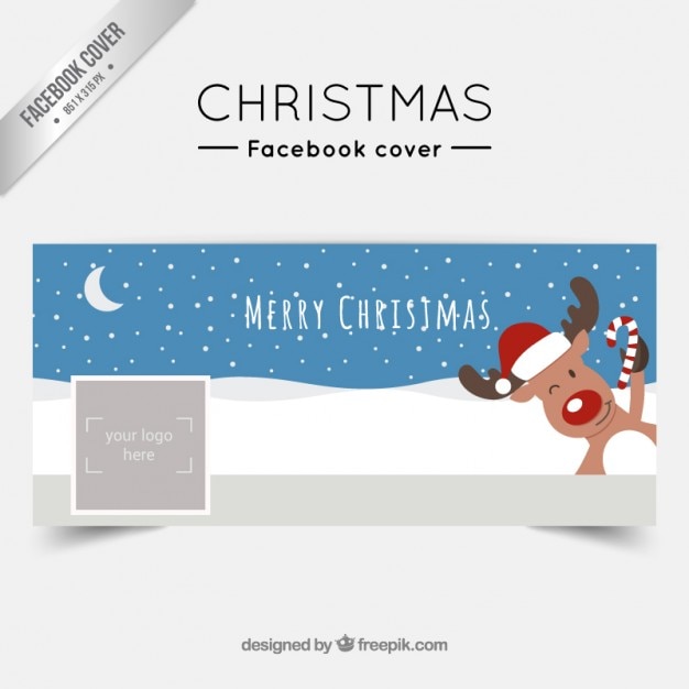 Vector christmas reindeer facebook cover