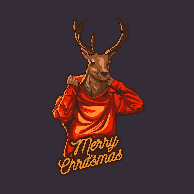 Vector christmas reindeer wears hoodie