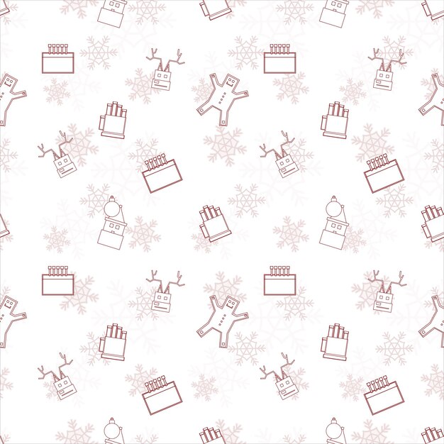 Christmas repeat pattern created with Christmas object outline shapes Seamless Christmas pattern