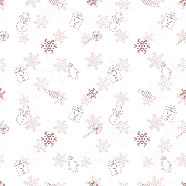 Christmas repeat pattern created with Christmas object outline shapes Seamless Christmas pattern