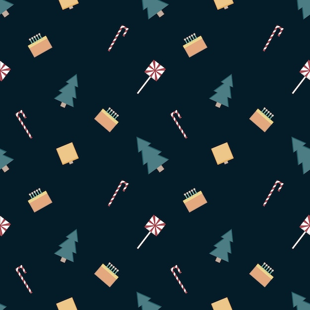 Christmas repeat pattern created with sharp corner Christmas objects seamless pattern