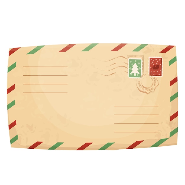 Premium Vector  Christmas retro letter envelope with stamp seal