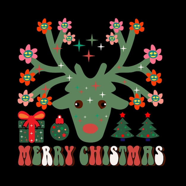 ベクトル クリスマスレトロsvgベストtシャツデザイン、ハッピークリスマス、タイポグラフィーtシャツ premiumベクター