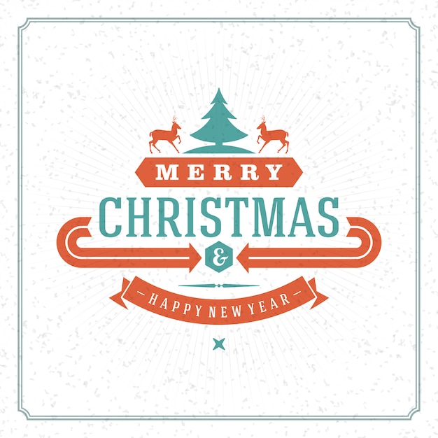 クリスマスレトロなタイポグラフィと装飾グリーティングカード