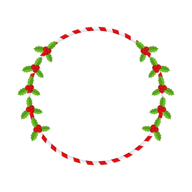 Рождественский круглый цветочный венок рамка традиционная зимняя гирлянда икона