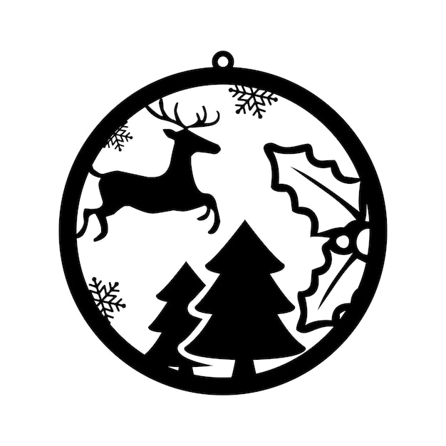 Vector christmas round illustration christmas ornament