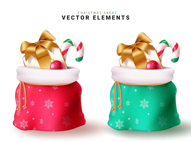 Christmas sacks elements set vector design Christmas sack collection for holiday season gift giving