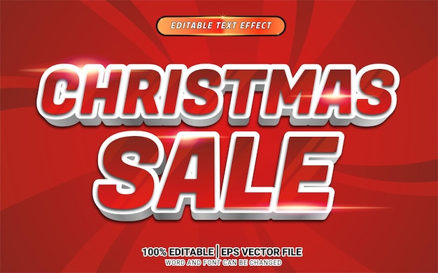 Christmas sale 3d red text effect template design