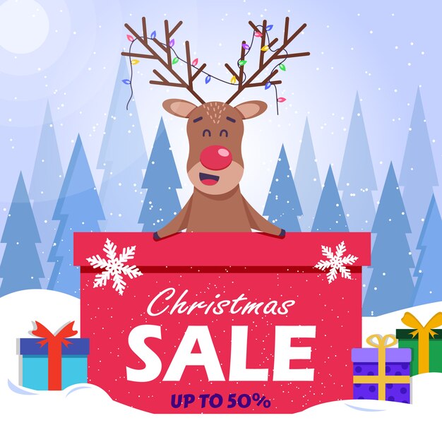 Christmas sale background with deer