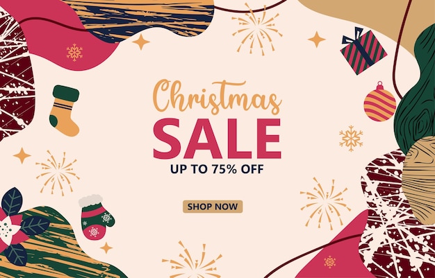 Christmas sale background with flat color concept