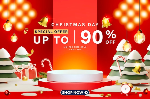 Vector christmas sale banner background template design for web or social media