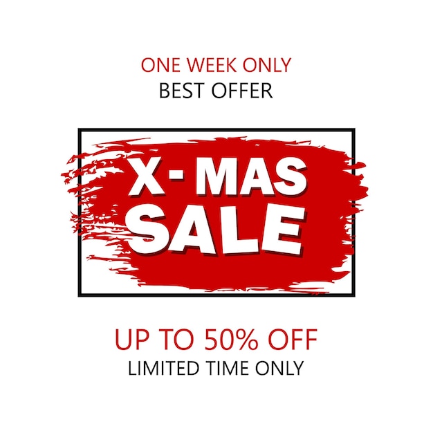 Christmas sale banner.sale offer price sign.brush vector banner.discount text.vector.