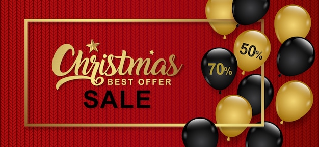 Christmas sale banner template frame and balloons