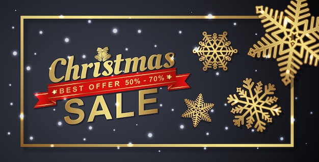 Vector christmas sale banner template and hanging stars