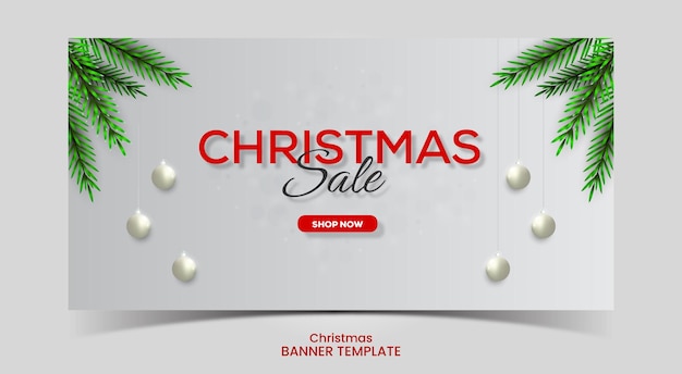 Christmas sale banner with christmas branch