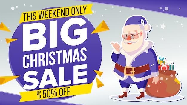 Christmas sale banner with classic santa claus