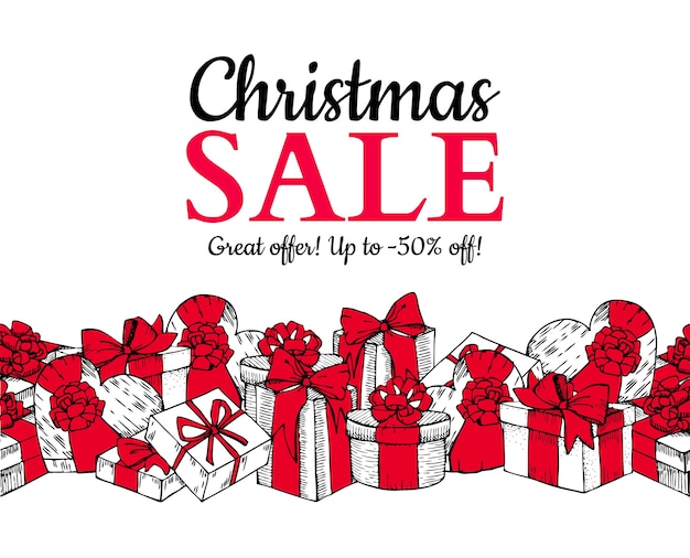 Vector christmas sale banner. with gift boxes