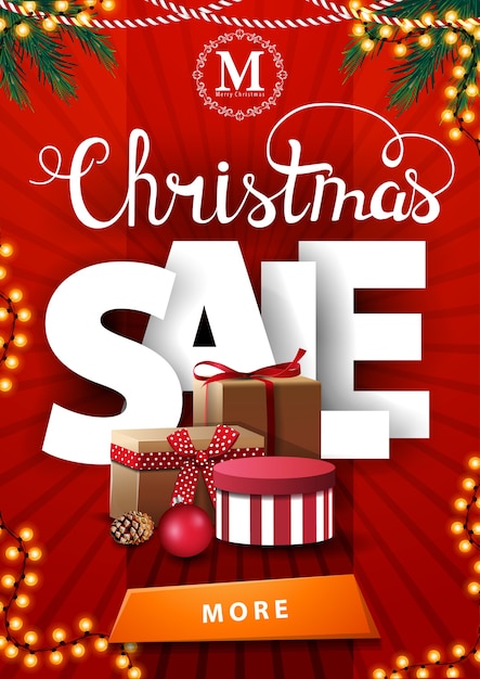 christmas sale banner with large white letters