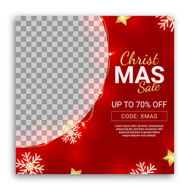 Vector christmas sale banner with realistic red decoration