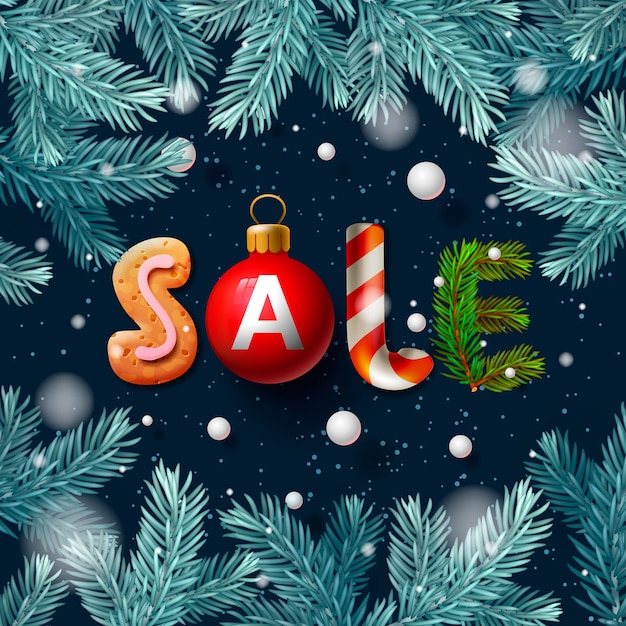 Christmas sale banner with wording and christmas decoration