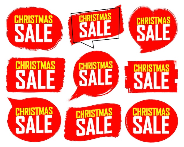크리스마스 판매 배너 디자인 템플릿 설정 Xmas 할인 태그 제공 배지 새로운 컬렉션 터