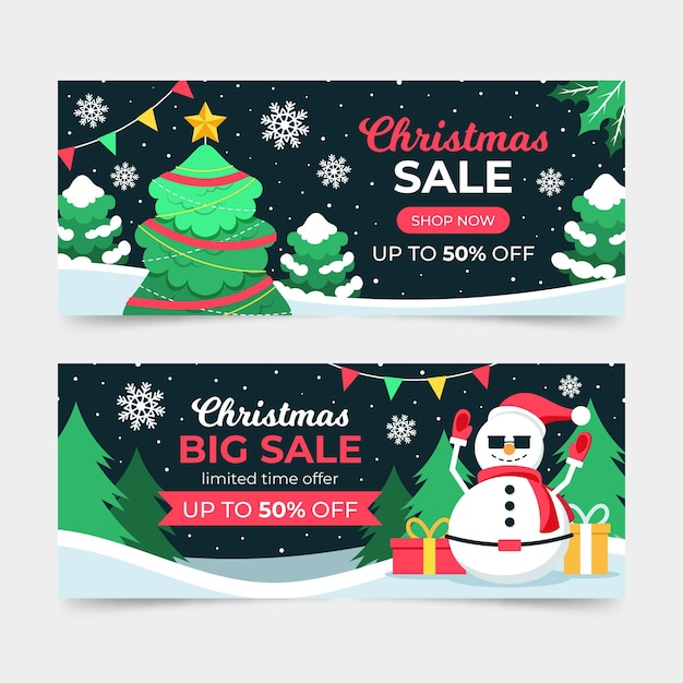 Christmas sale banners in flat design