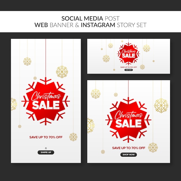 Christmas sale banners for web, social media post and instagram story