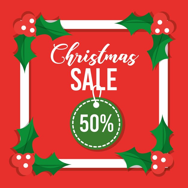 Vector christmas sale card special offer decoration red background