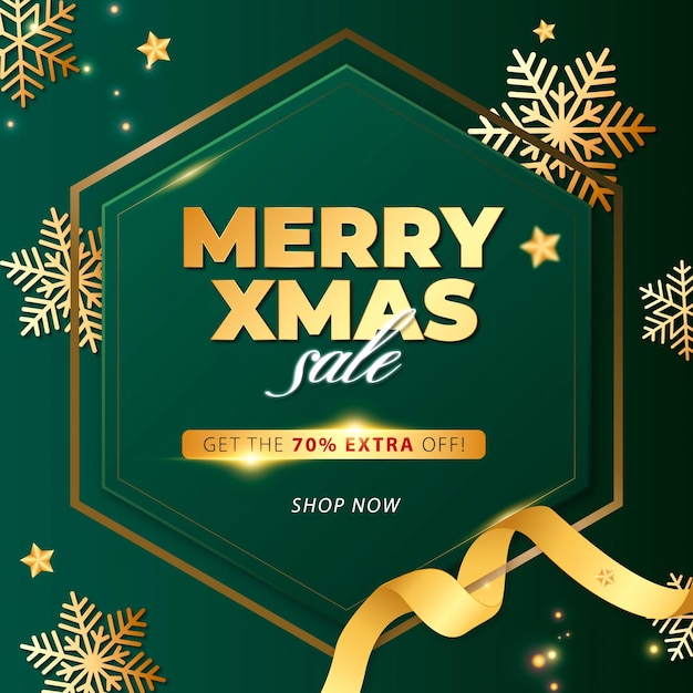 Christmas Sale Concept With Golden Banner Background